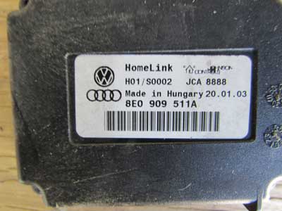 Audi TT MK1 8N Homelink Control Unit for Radio Controlled Garage Door Opener 8E0909511A4